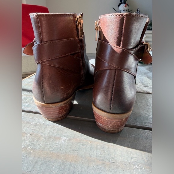 Coach Brown Leather Ankle Booties with Gold Buckle - Picture 5 of 5